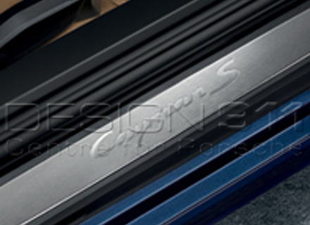 Side Sills Trims in Stainless Steel with Logo. Porsche 981C Cayman / 718 (982) Cayman - 98104480002, 98104480003