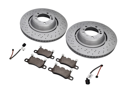 Achterremblokken en remschijfpakket Achter. Porsche Cayman GT4 Zimmermann - 98135240780, 98135240880, 99135294701, 99160918500, 9GT615601F, 9GT615602F