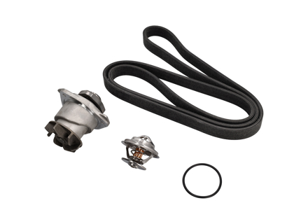 Waterpomp-, riem- en thermostaatset voor Porsche 955 Cayenne 3.2ltr - 95510603301, 95510611300, 95510611900, 95510601100, 95510603300