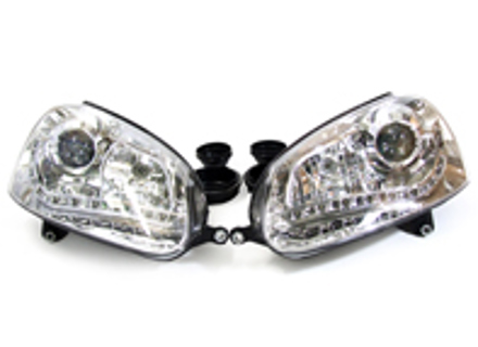 Chrome Headlamps with LED DRL (Daytime Running Lights) VW GOLF MK5 (PAIR) RHD / LHD - PHL9056