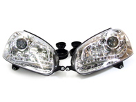 Fari anteriori cromati con LED DRL (luci di marcia diurna) VW GOLF MK5 (COPPIA) RHD / LHD - PHL9056 Fari anteriori cromati con LED DRL (luci di marcia diurna) VW GOLF MK5 (COPPIA) RHD / LHD - PHL9056