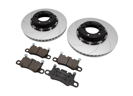 Floating brake disc and pad set slotted REAR. Porsche 991 GT3 / 981 GT4 / 718 GT4 / 718 Spyder - 99135240780, 99135240880, 98135240780, 98135240880, 98135240781, 98135240881, 98135294880, 98135294882, 9GT698451G, 99135294880, 99135294881, 99135294883 - 9GT615601N, 9M9GT698451