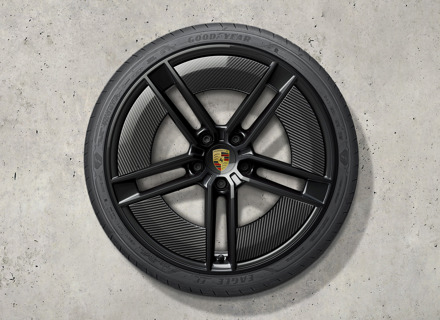 21-Zoll Taycan Sommerradsatz im Exklusiv-Design, lackiert in Schwarz (hochglanz) mit Aeroblades Carbon. Porsche Taycan (MK2) 2024>> - 9J1073663TA - 9J1073663TA