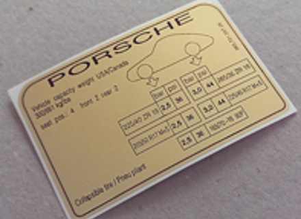 Adesivo pressione pneumatici. Porsche 911 (965) Turbo (1993 - 1994) USA - 96570128726