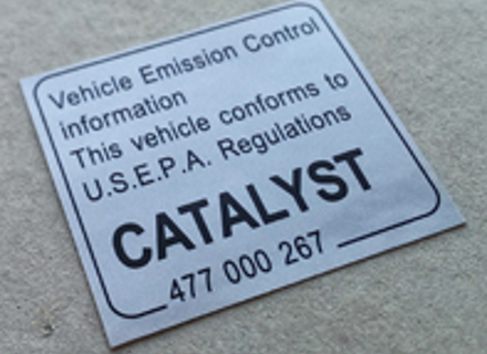 Katalysator-Aufkleber. Porsche 911 / 924 / 928 / 944 / 968 / Boxster - 477000267