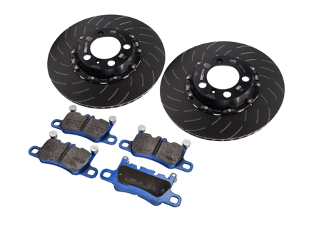 EBC Racing Kit disque de frein arrière flottant en deux parties et plaquettes bluestuff. Porsche 991 GT3 - P2DK044B, 99135240780, 99135240880, 99135294883 - DP52207NDX, SG2F013
