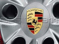 Wheel Caps with Coloured Crest for Porsche (Set of 4) - 99104460010, 00004460701 Wheel Caps with Coloured Crest for Porsche (Set of 4) - 99104460010, 00004460701