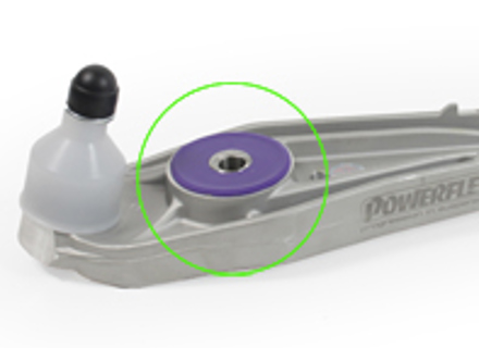 Voorste draagarm zwenkwiel offset buitenbus. Porsche 996 / 986 Boxster Powerflex - PFF57-502G, 99634105307, 99634105319, 99634105316, 99634105317, 99634105306, 99734104194, 99734104196, 99734104296, 99734104294