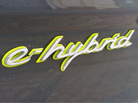 E-HYBRID in Chrome and Acid Green front door badge for Porsche 970 Panamera HYBRID - 97055924501, 97055924601 E-HYBRID in Chrome and Acid Green front door badge for Porsche 970 Panamera HYBRID - 97055924501, 97055924601