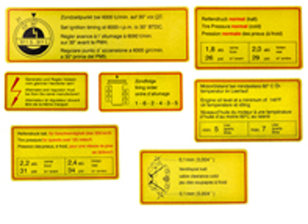 Adhesive labels set with red border for engine compartment for Porsche 911 - PCG90100650