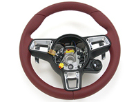 Steering wheel, leather in Bordeaux red. Porsche 982 Boxster / 982C Cayman / 991.2 - 9P1419091FFOG6, 9P1419091FF Steering wheel, leather in Bordeaux red. Porsche 982 Boxster / 982C Cayman / 991.2 - 9P1419091FFOG6, 9P1419091FF