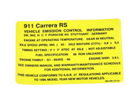 Sticker for engine specification. Porsche 993 Carrera RS - 99300610704 Sticker for engine specification. Porsche 993 Carrera RS - 99300610704