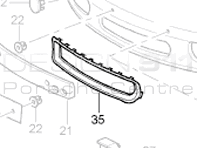 Äußere Lüftungsschlitze im vorderen Stoßfänger. Porsche Boxster 986 S 1999-02 - 98650555100G2X, 98650555100
