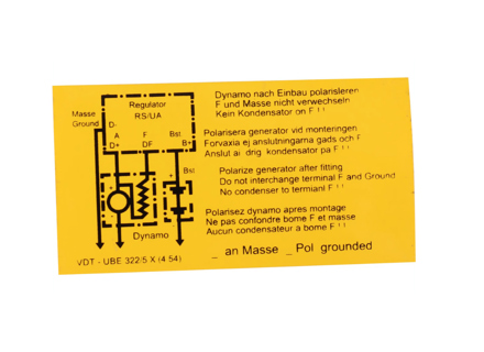 Decalcomania coperchio regolatore di tensione. Porsche 356B/356C - 90170100700 - 1601503200