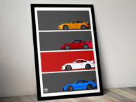 Porsche 911 GT3 Generations poster in Black frame Porsche 911 GT3 Generations poster in Black frame