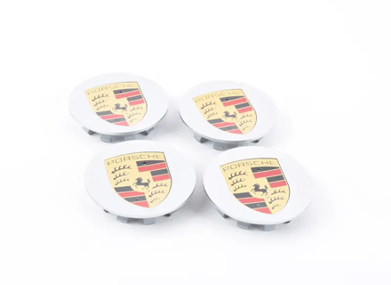Wheel Caps 'Crested' plastic concave for Porsche (Set of 4) - 95504460010, 00004460502, 00004460702