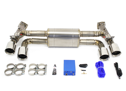 Exhaust Muffler / Sport Switchable Race Exhaust System in Titanium DesignTek. Porsche 991.2
