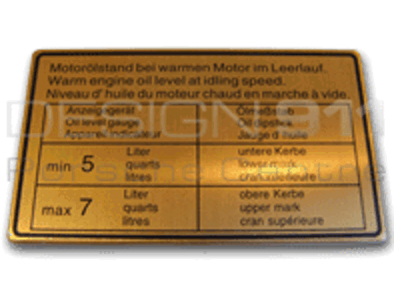 Adesivo Livello olio motore. Porsche 911/914 - 90100650401 Adesivo Livello olio motore. Porsche 911/914 - 90100650401
