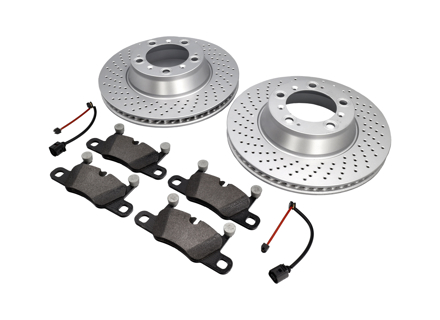REAR Brake Pads and Brake Disc Package Porsche 991 S 3.8L - 99135294904, 99635240502, 99635240602