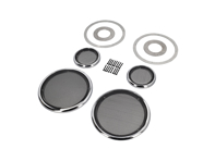 Solid Aluminium speaker trim rings and grills, 165mm woofer. Porsche 911 SC / 964 - 91155545301, 91155545101 - 165mmSpeakerSet_Polished