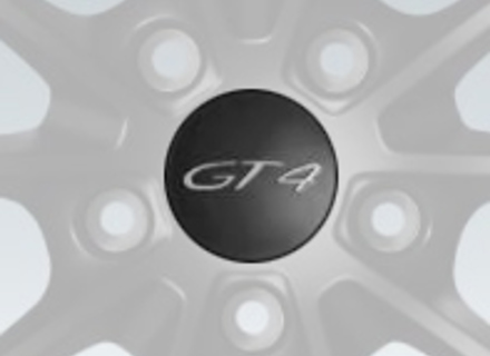 Copriruota con logo 'GT4' in nero (satinato-lucido) per Porsche Cayman GT4 - 00004460718