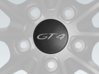 Wheel caps with 'GT4' logo in Black (satin-gloss) for Porsche Cayman GT4 - 00004460718 Wheel caps with 'GT4' logo in Black (satin-gloss) for Porsche Cayman GT4 - 00004460718