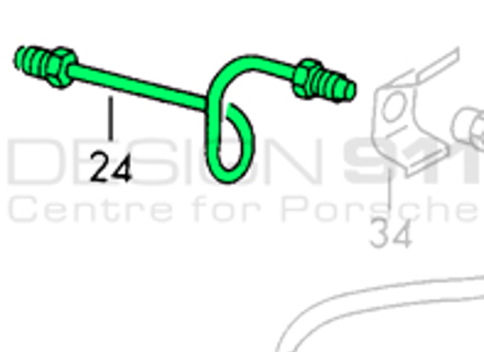 Front Caliper to Flexi Hose Brake Line, LEFT. Porsche 911 65-68 - 90135560301, 90135560300, 9013556030Y Front Caliper to Flexi Hose Brake Line, LEFT. Porsche 911 65-68 - 90135560301, 90135560300, 9013556030Y