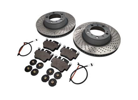 REAR Brake Pads and Brake Disc Package. Porsche 996 C4S / 996 Turbo - 99661236500, 99661236501, 99635294903, 99635208602, 99635208600, 99635240502, 99635294904, 99635240602, 90026904701, 99906705009, 99635195901