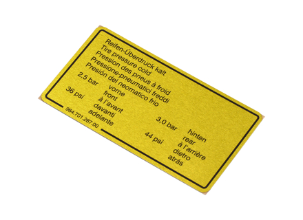 Aufkleber Reifendruck Porsche 944 S2 / 964 - 96470128700 - 1601502700