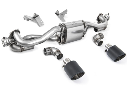 Milltek 运动型排气后消音器（带喷射碳纤维装饰）适用于保时捷 718 Cayman GT4 / Boxster GTS 4.0L - 982251053E, 982251053K, 982251053F, 982251053H, 982251053D, 982251053G - SSXPO161