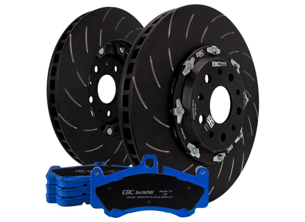 EBC Racing Disco freno anteriore flottante in due pezzi e kit pastiglie bluestuff. Porsche 991 GT3 - P2DK043B, , 99135140581, 99135140681, 99135194784, 99135140682 - DP52206NDX, DP52207NDX, SG2F019