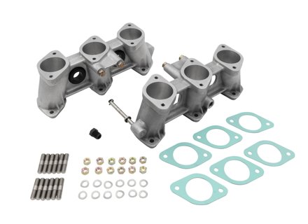 Set collettore di aspirazione PMO 50x42mm per carburatore 50mm. Porsche 911 con teste cilindri CIS con porte da corsa - PM-O913-0