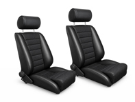 Le-Mans-Schalensitze, schwarzes Kunstleder / schwarzes Korbgeflecht, 2er-Set. Porsche 356 / 911 / 912 1950–89