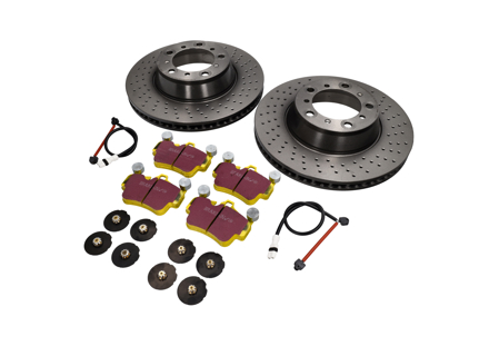 后制动盘套件，带运动型 EBC 制动片，适用于保时捷 997 C2 3.6L - 99635240X02BRE, DP42029R, 95535296000, 99761267602, 99635208600, 99635208602, 99635240501, 99635240601, 99635240502, 99635240502BRE, 99635240602BRE, 99135240301, 99135240401, 99635240503, 99635240603, 99135240302, 99135240402, 09C87811, 09C08611, 09C09611, 99735193905, 99735193906, 99735193908, 99735193907, 1163750210, 99761267601, 99661234800, 96435209600, 99635208601, 96435209601