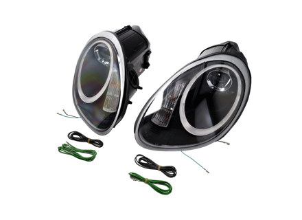 PROYECTOR FARO HALÓGENO + LUZ AURORA Porsche 987 05-08 LENTE NEGRA ES - 99763115713, 99763115813
