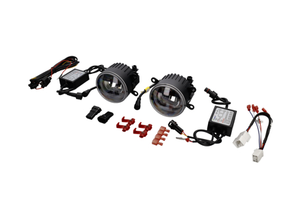 Front fog lamps Black LED with DRL (Daytime Running Lights). Porsche 958 Cayenne / Macan - 95863116700, 95563116300