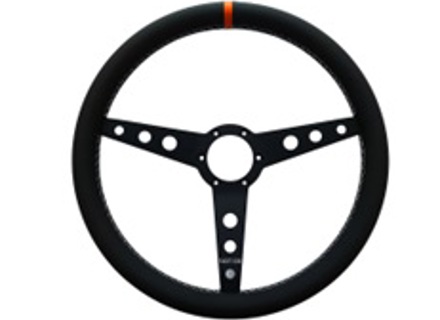 Lenkrad Turn 8 Vollnarbenleder mit oranger Markierung 380mm. Porsche 911 / 964 / 993 / 924 / 944 / 968 / 928 - 74202, 74203
