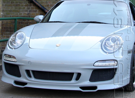 Classic Look Front Bumper with Lower Spoiler for Porsche 997 Models - 99750555501GRP, 99750555500GRP, 99750598306G2L, 9975055410301C, 99750598502041, 99750598602041, 99750576102, 99750576202, 99770105114, 99750599401, 99762816301, 99761250125