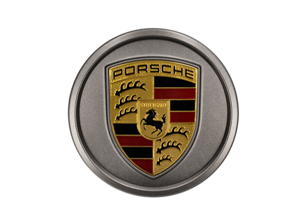 Concaved Wheel Cap - Platinum Satin-Matt With Coloured Crest. Porsche 971.2 Panamera 2021-24 / 9J1-1 Taycan 2020-24