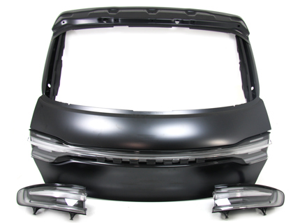 Rear tailgate conversion kit for Macan MKI - tinted lights black PORSCHE inscription - 95B827041BYGRV, 95B04490502