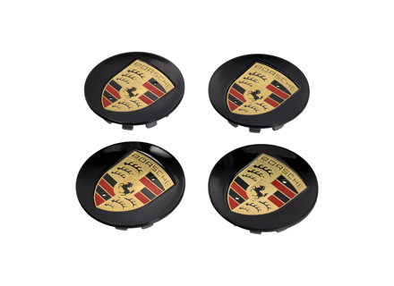 Wheel Caps with Coloured Crest for Porsche 718 Boxster / Cayman / Panamera / 958 Cayenne(Set of 4) - 00004460532, 99704460047, 00004460722