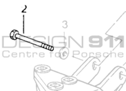 Bullone a testa esagonale della staffa del cuscinetto di montaggio della trasmissione. Porsche 993 C4 / 993 C4S / 993 Turbo MANUALE - 90007545509, 9000754550A