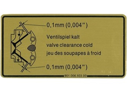 贴纸进气门和排气门间隙。保时捷 911 / 914 / 964 - 90100650300 - 1601500106