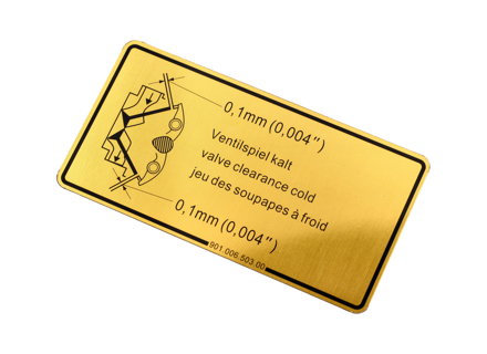 Sticker Inlet and Exhaust Valve Clearance. Porsche 911  / 914 / 964 - 90100650300 - 1601500106