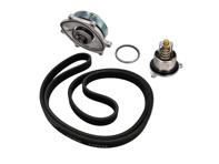 Waterpomp, riem en thermostaatset. Porsche 991.1 Carrera 2S / Carrera 4S - 0PB121035A, 9A110221800, 0PB903137A, 9A110222602, 9A110622603, 9A712111000, 9A110655900, 0PB121688