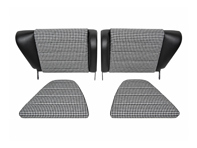 Rear Seat Set, Black Leather or Leatherette / Houndstooth. Porsche 911 / 912 F-Model 1965–73