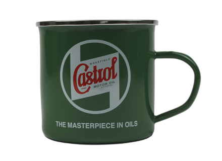 Castrol classic enamelled tin mug.