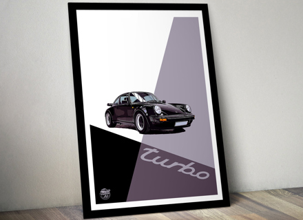 Porsche 911 930 Turbo poster in Black frame