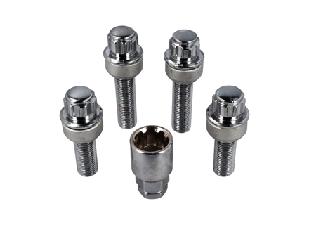 Locking wheel bolt kit (Extra long). Chrome plated for Porsche - 99736198009, PAF009593, 99136105700, WHT006980C, WHT006980A, 9A700698000