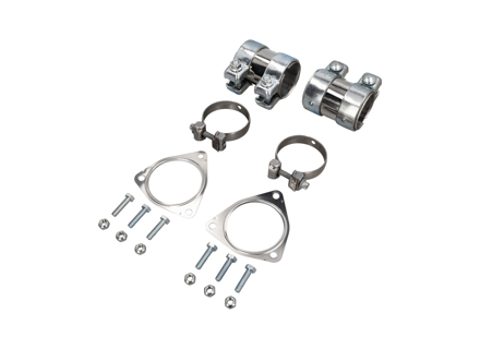 Exhaust Fitting with Titanium clamps Kit. Porsche 991.1 Carrera 2012-16 - 99111148200, 99711152000, 99711124030, N  01024426, N01024426, 90091000303, N91130802, N  91130802